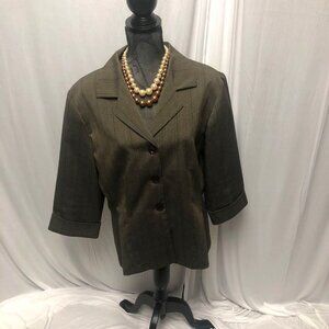 BGB Jacket Womens Size 18 Brown Black Buttoned Classic Blazer Office